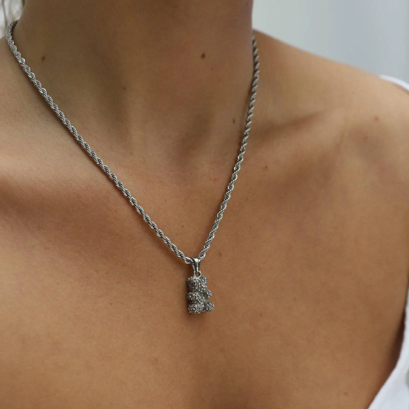 Pavé Bear Pendant Necklace - Image 4