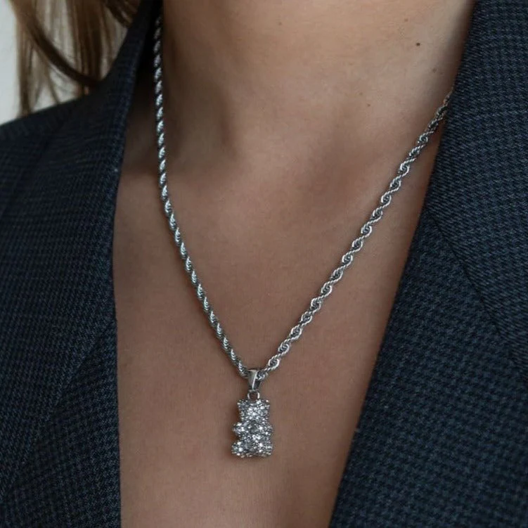 Pavé Bear Pendant Necklace - Image 8